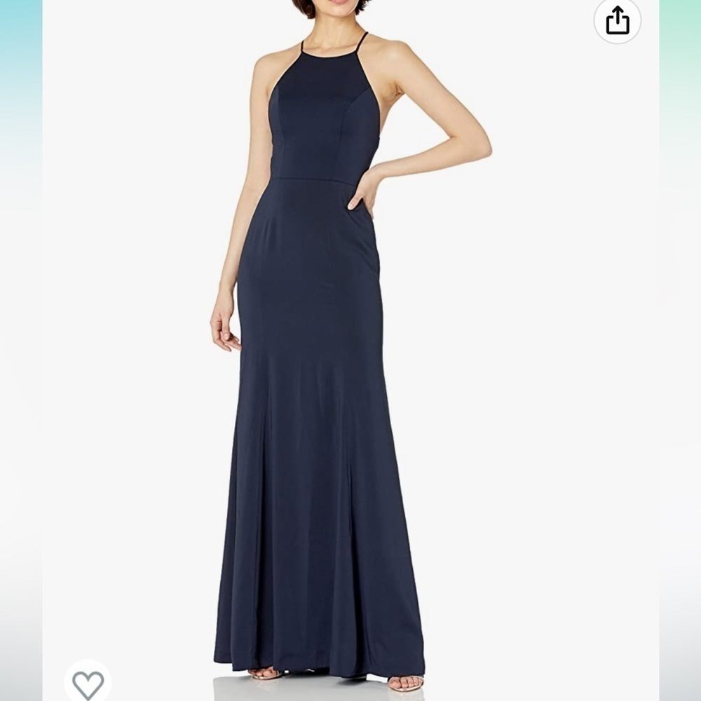 New Jenny Yoo Womens Naomi Luxe Halter Gown Tie Back Blue Size 6 Nwt